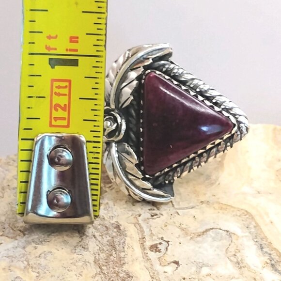 Handmade Southwest Purple Spiny Oyster Shell Sterling Silver Ring Size 10.5 - Picture 4 of 7